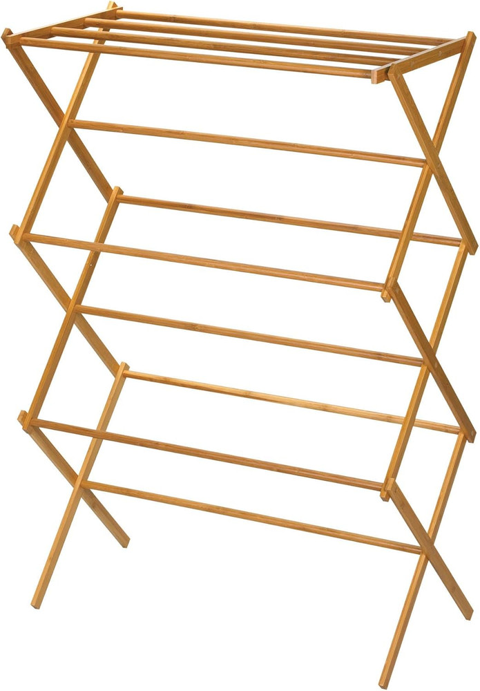 Household Essentials Bamboo Folding Clothes Drying Rack, Upscale Laundry Rack wi