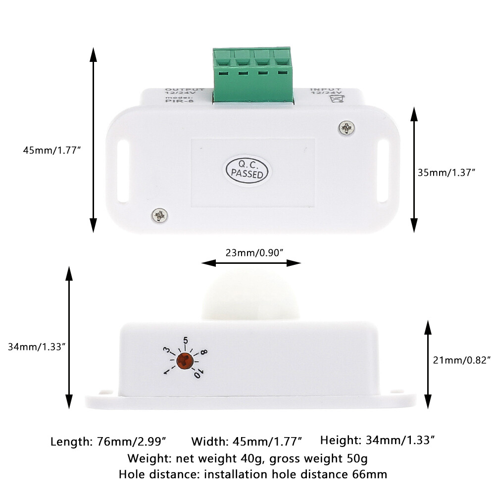 Automatic DC 12V-24V 6A/8A infrared PIR Motion Sensor Switch For LED Strip Light