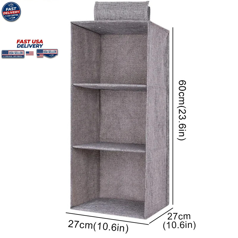 Hanging Wardrobe Storage Bag Drawer Type Collapsible Multi-Layer Organizer Beige