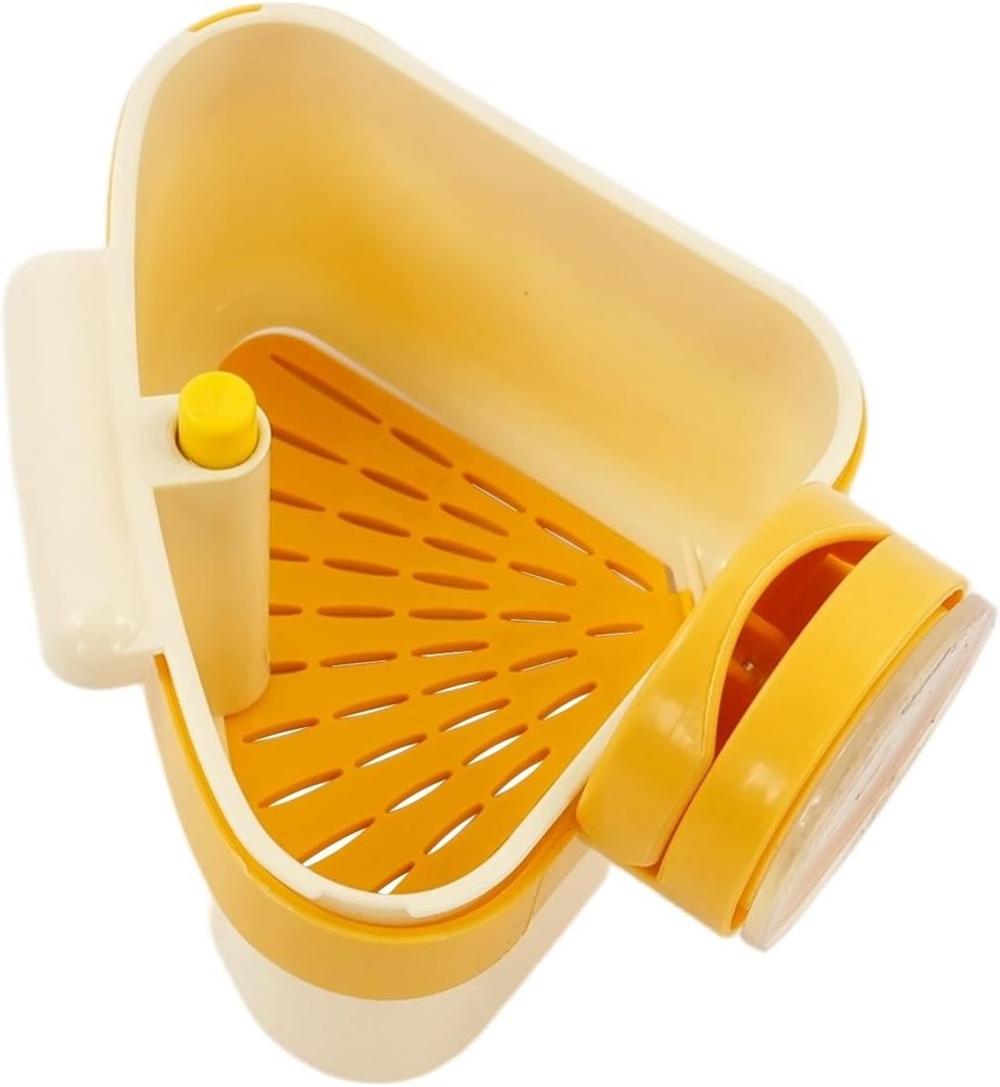 Yellow Triangular Suction Cup Sink Drainer Basket - Corner Organizer