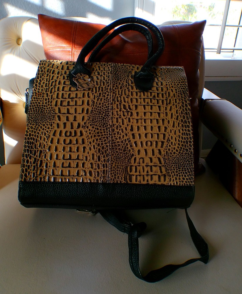 Leather- Crocodile Embossed Tote Bag