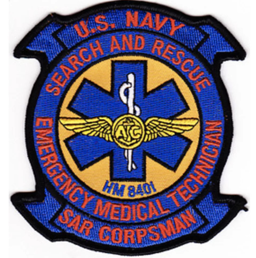 4.25" NAVY SEARCH AND RESCUE SAR CORPSMAN EMT EMBROIDERED PATCH