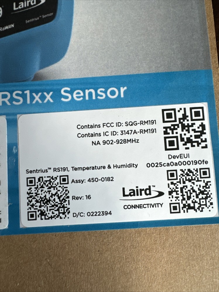 Laird Connectivity Sentrius RS1xx External Temperature Ip65 Humidity Sensor. New