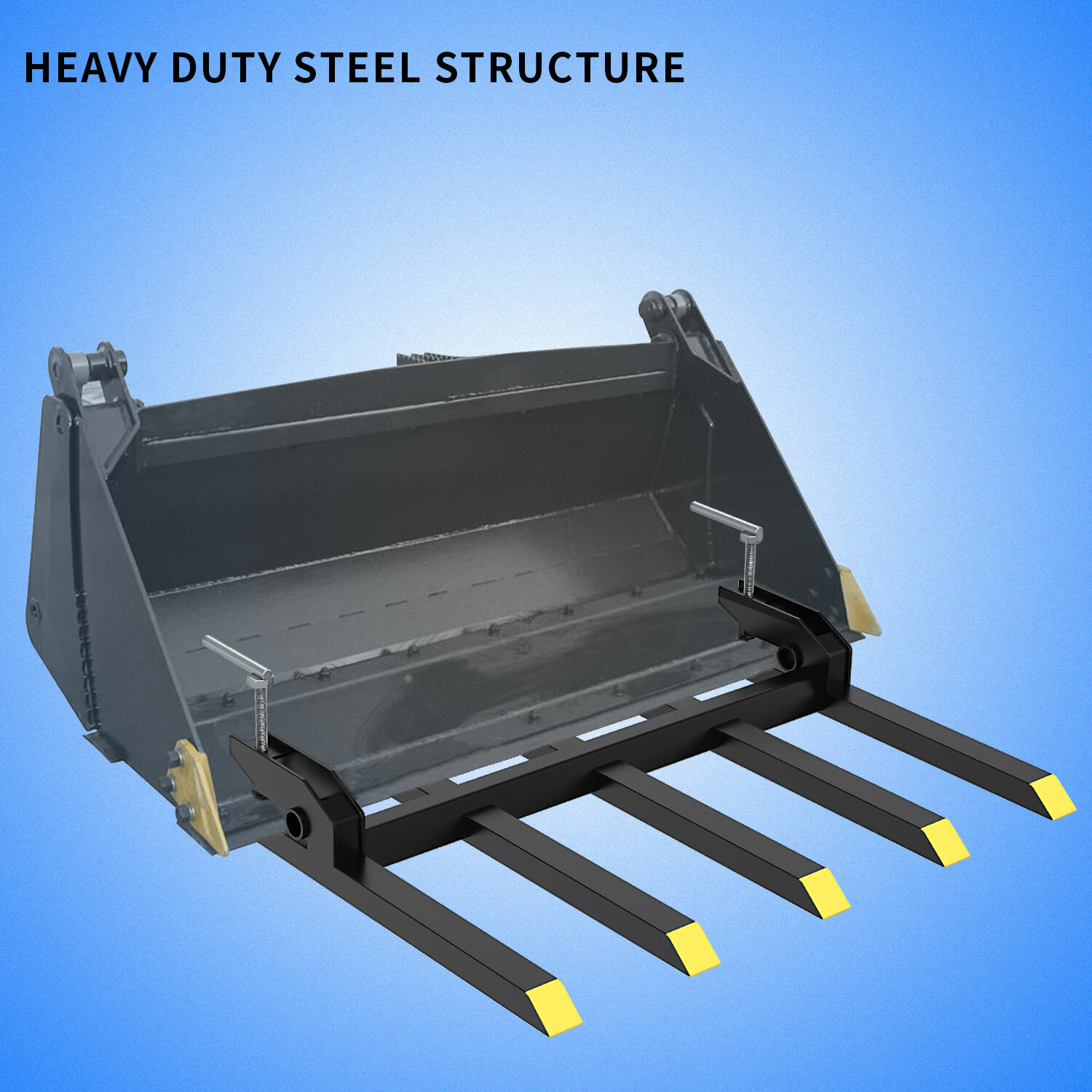 42" Heavy Duty Debris Fork for Tractor Skid Steer Buckets Clamp on Trash Forks