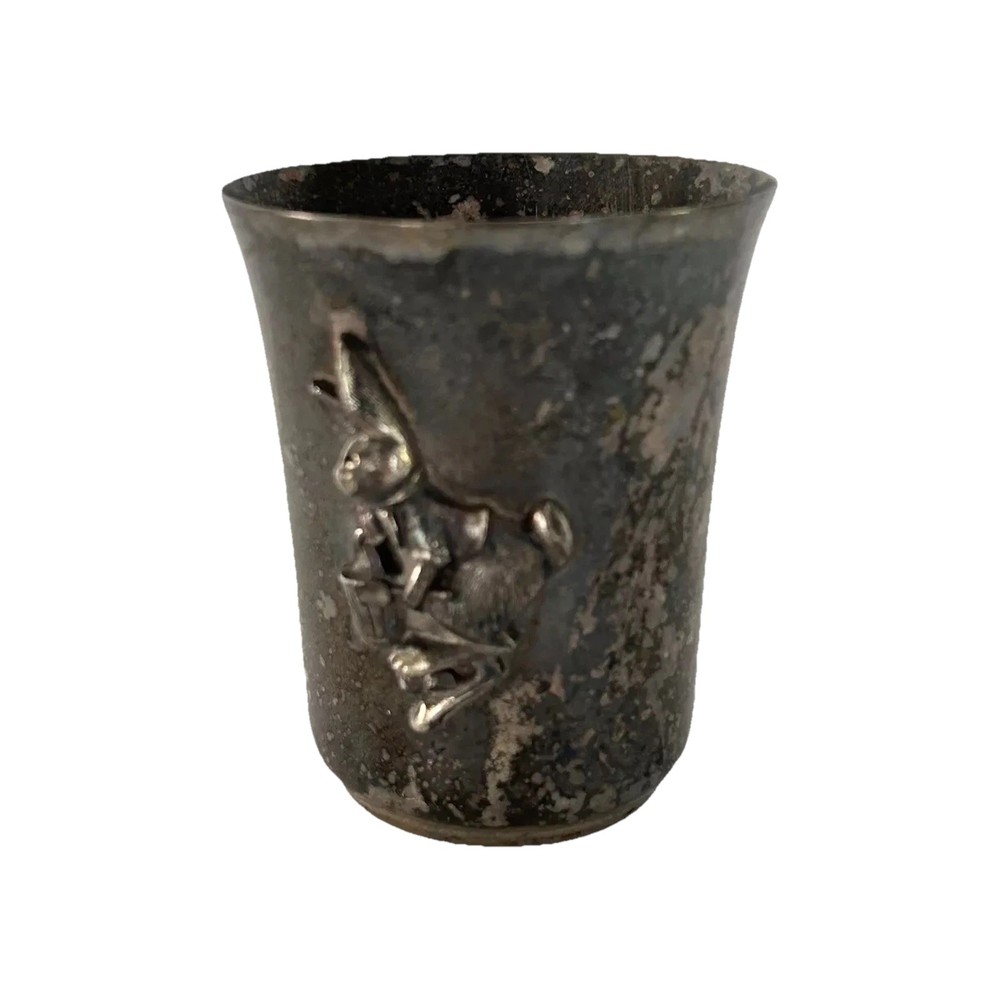 Vintage Easter Bunny Rabbit Cup Plated Napier Child's Silver Plate Cup Decor