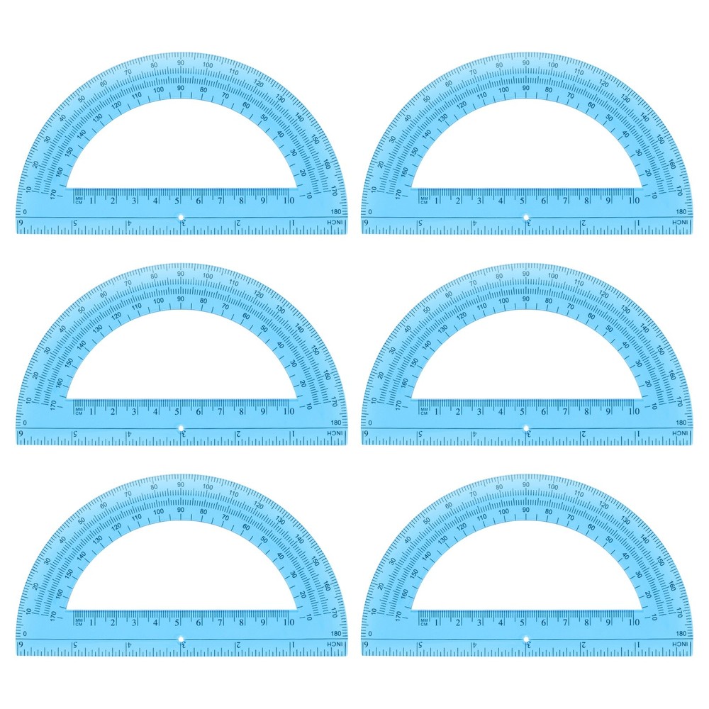 Plastic Protractor, 6 Pack Protractors 6 Inch 180 Degrees Geometry Tool, Blue