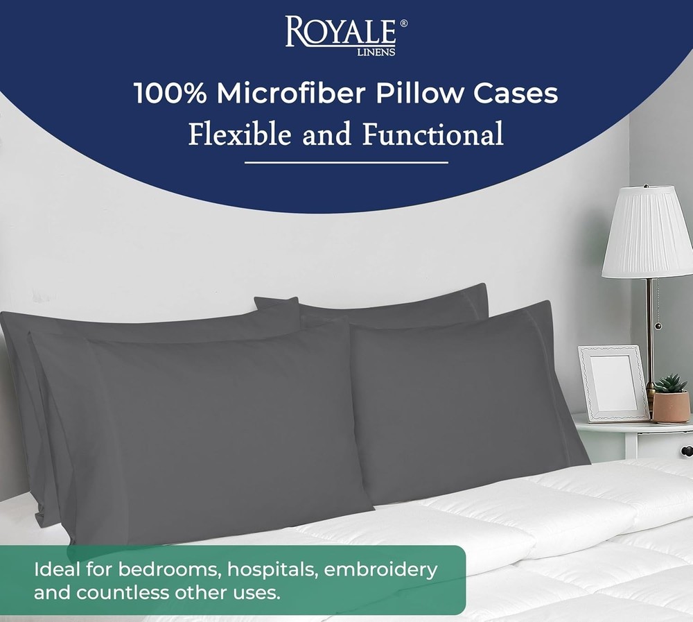Elegant 2-Piece Queen Pillowcase Set - Wrinkle Resistant, Soft Grey Microfiber