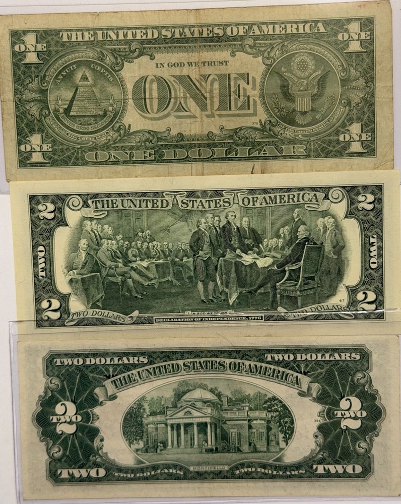 *US BILLS STARTER SET* SILVER CERIFICATE, $2 UNCIRCULATED & $2 RED SEAL