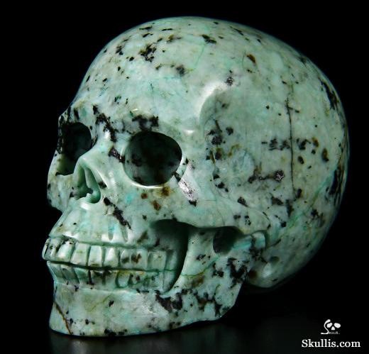 2.0" African Turquoise Carved Crystal Skull, Realistic