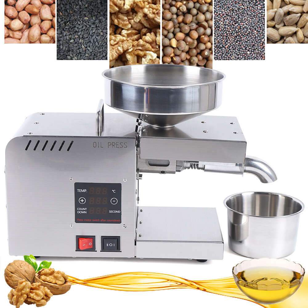 Automatic Oil Press Machine Cold & Hot Press 610W Oil Extractor Temp Adjustable