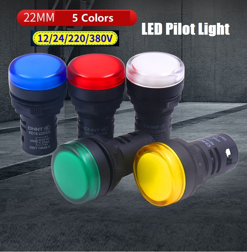 Pilot Light LED 22mm Indicator Warning Lamp Panel Mounting ACDC12V 24V 220V 380V