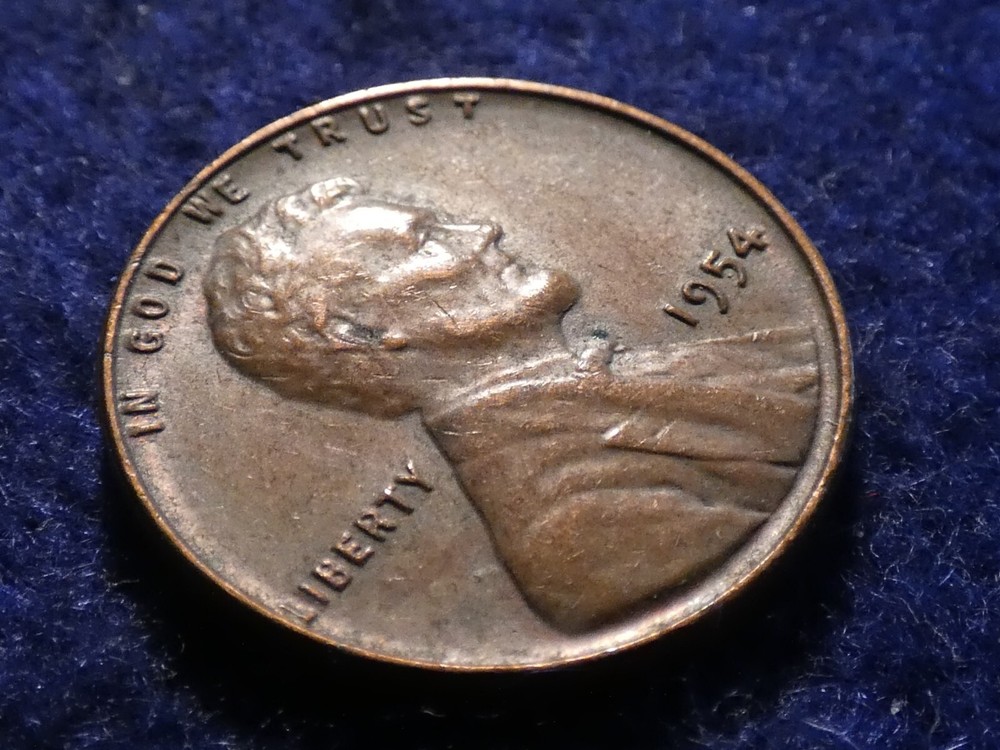 1954-P Lincoln Wheat Cent Reverse Die Cracks #2092