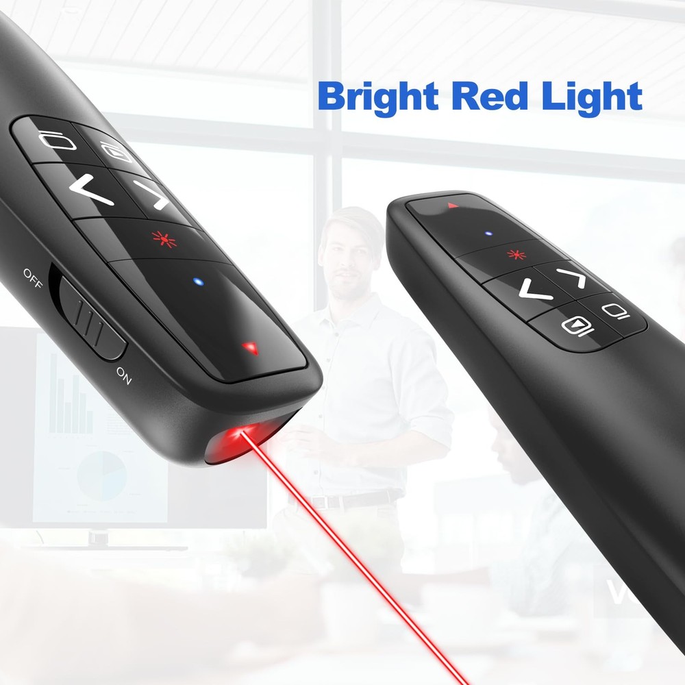 Presentation Clicker with Case Storage: Wireless Presenter Remote: Red Laser ...