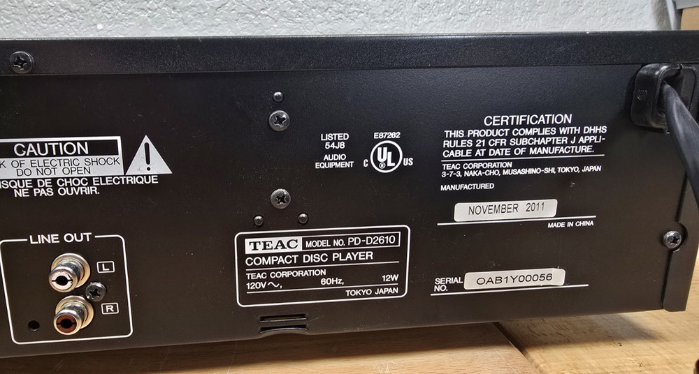 TEAC PD-D2610 5 Disc Carousel CD Changer NO REMOTE - Tested working