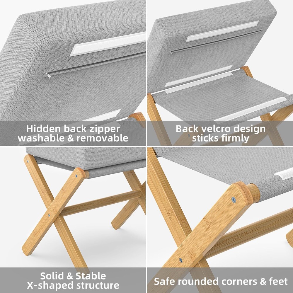 Foldable Footstool Ottoman, Modern Footrest, Makeup Vanity Stool