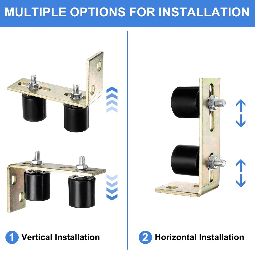 2Pcs Slide Gate Guide Roller 1.7" Nylon Gate Support Rollers with Bracket Black
