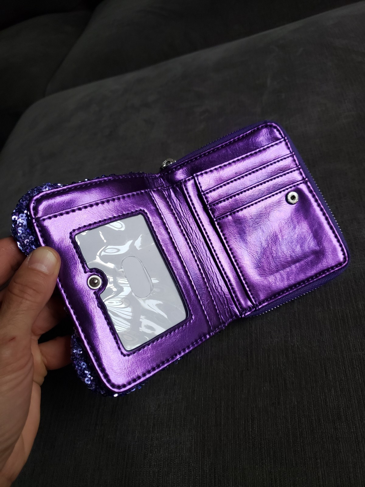 Disney Parks Exclusive Loungefly Minnie Potion Purple Sequined Wallet NWOT