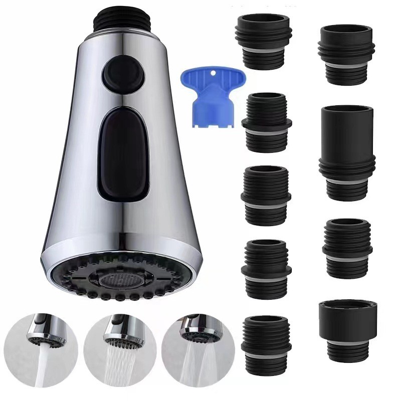 Pull down Spray Head Replacement- for Kitchen Faucet Sprayer Head with 9 Adapter