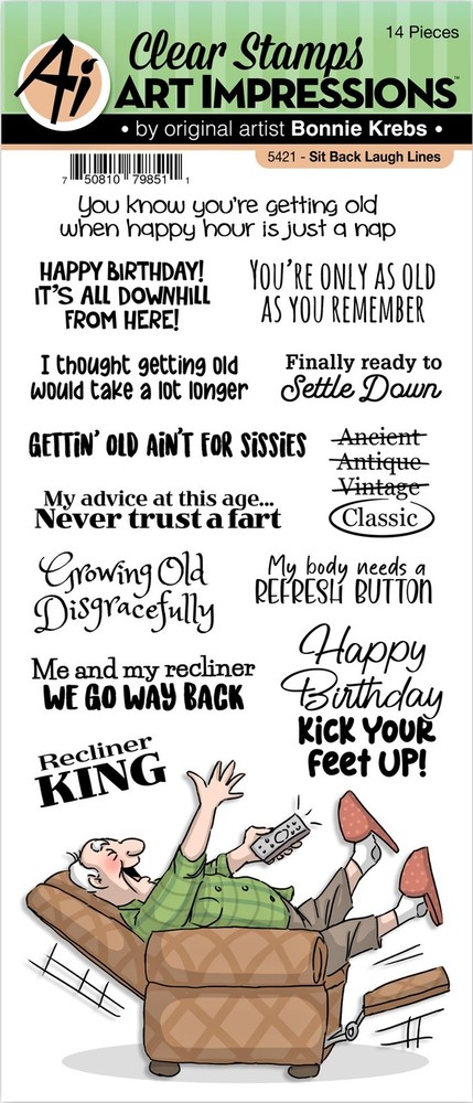 Art Impressions Laugh Lines Clear Stamp-Sit Back