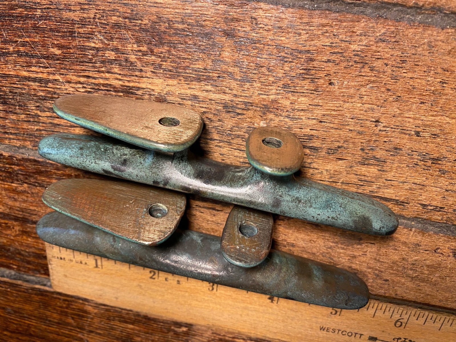 Pair of Vintage Bronze 5" Jam Cleats PATINA! (2 pairs available)