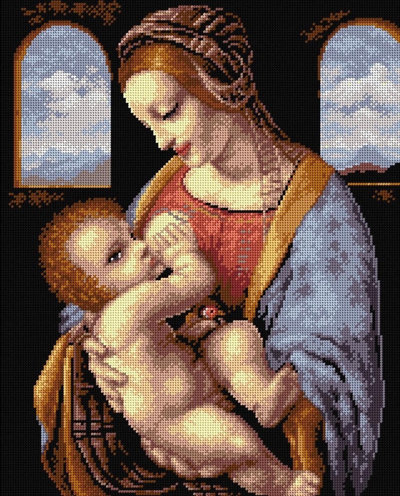 Orchidea Needlepoint canvas for halfstitch without yarn after Leonardo Da Vinci