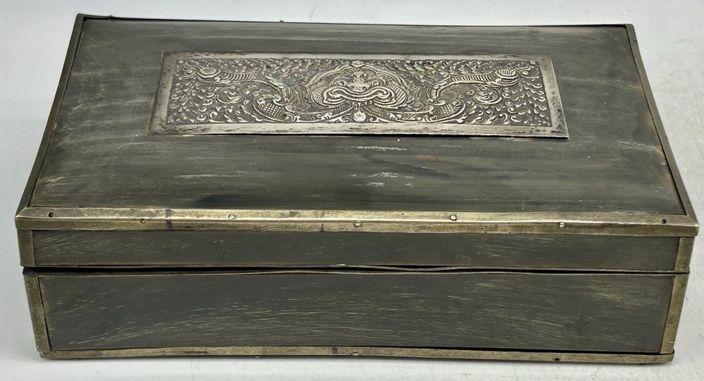 Buddhist Gau Prayer Box, Silver, Lacquer, Repousse, Ghau