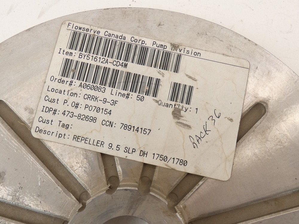 Flowserve BY51612A-CD4M Repeller 9.5" 1-1/4" Bore