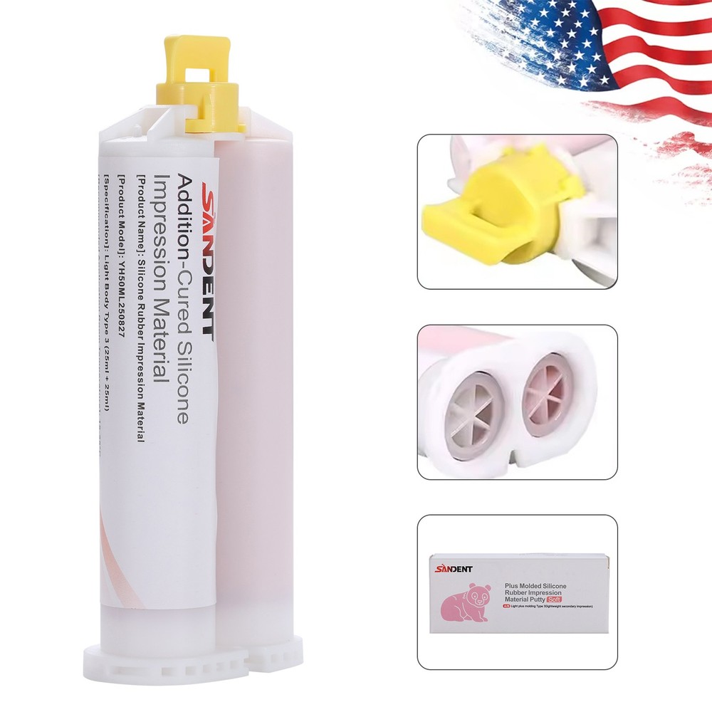 Dental Silicone Impression Material Light Body Fast Set with 5 Tips