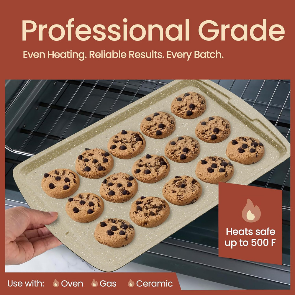Bakken Swiss Cookie Sheet 3 Piece Set - Non-Stick, Stackable Baking Pans, White