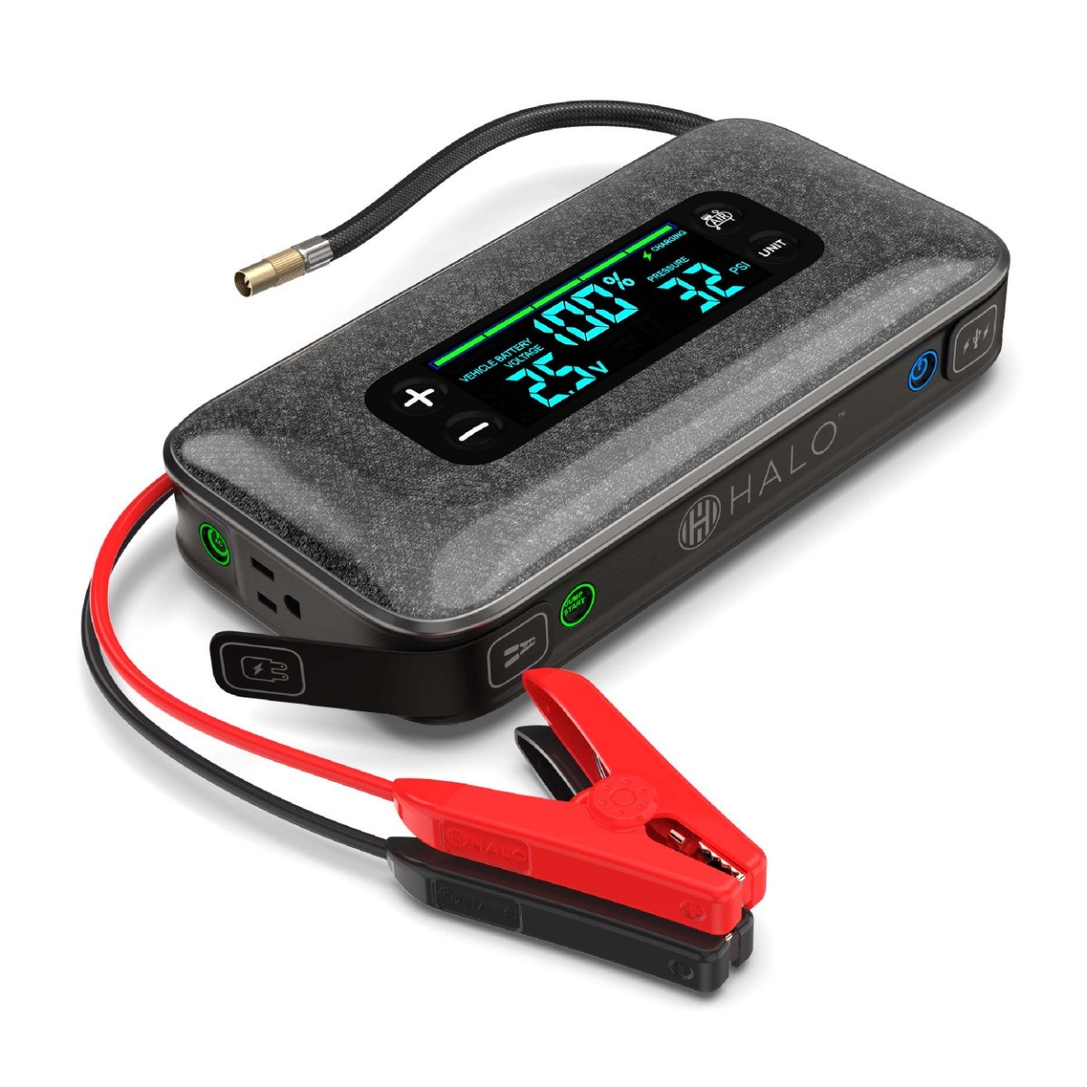 HALO Bolt Ultimate 4.0 Jump Starter Air Compressor USB Power Bank LED Black