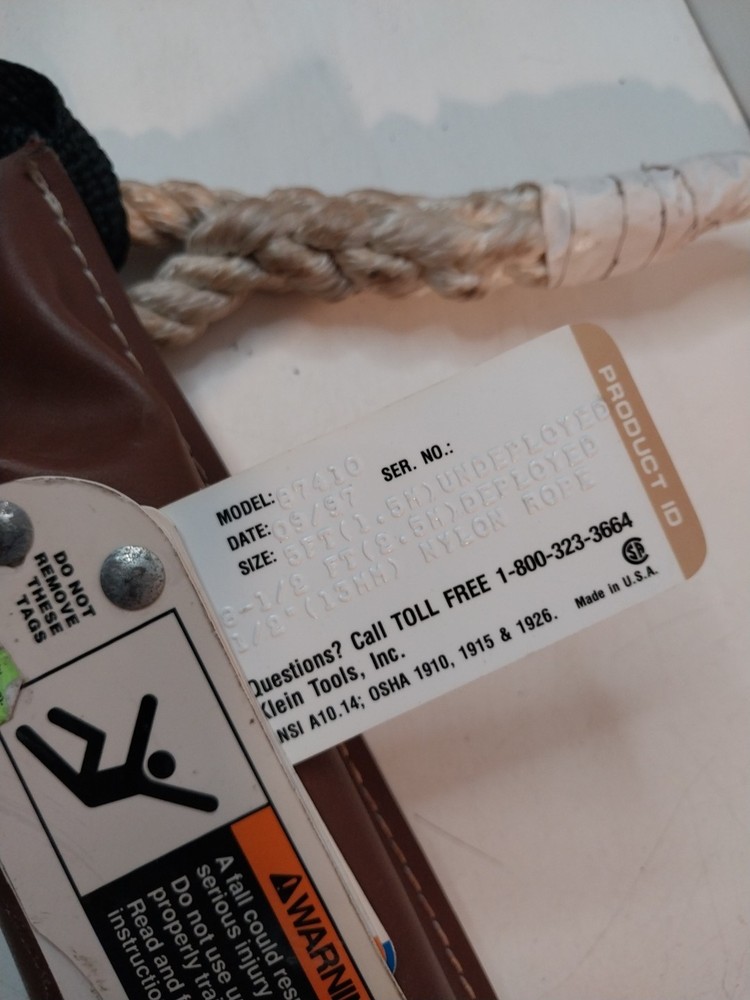 Klein Tools 87410 Nylon Rope Deceleration Fall Arrest Lanyard