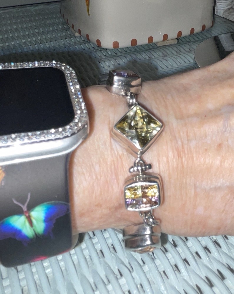 Sarda Multi Quartz Sterling Silver Toggle Bracelet 7.25"