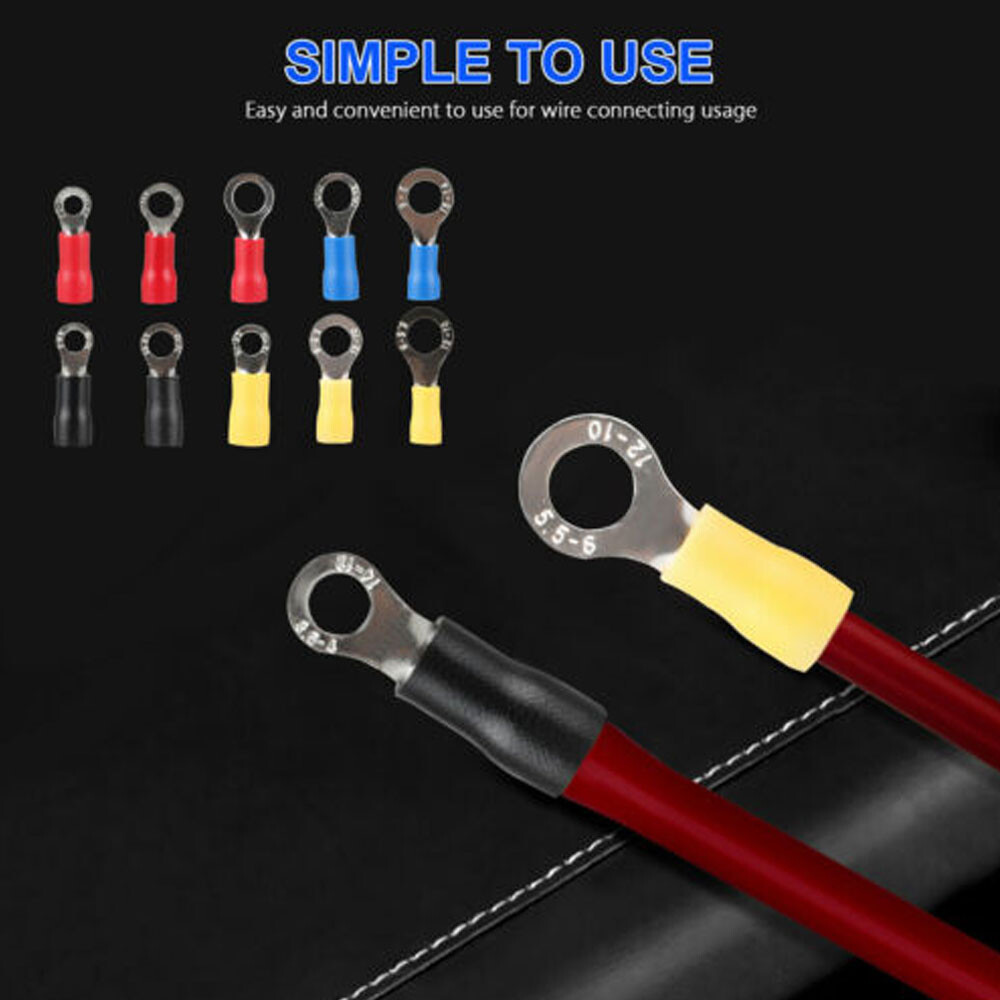 102x Assorted Insulated Electrical Wire Connector Crimp Ring Terminal Kit