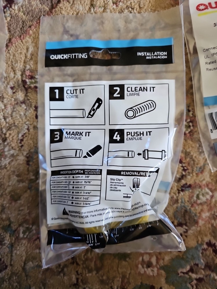 QuickFitting New 3/4 inch Conduit Coupling Push 9 Pack + Removal Tool Gray