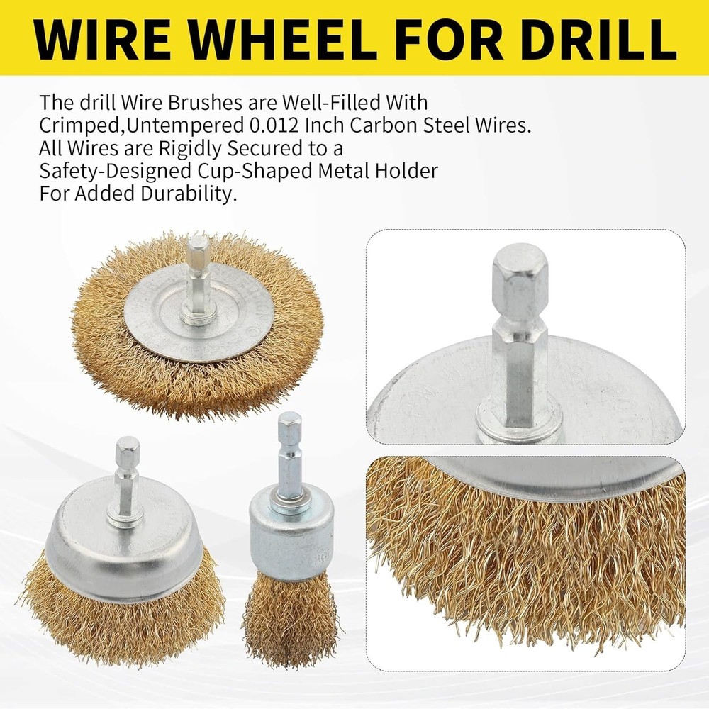 Comprehensive 30-Piece Wire Brush Drill Set - Ideal for Rust Removal Tasks