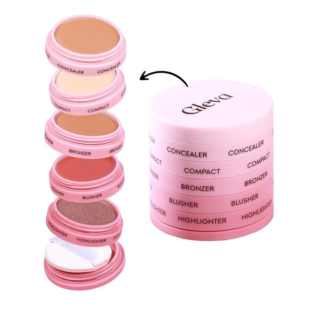 Gleva5In1 Makeup stack With Concealer, Bronzer, Blusher, Compact & Highlighter