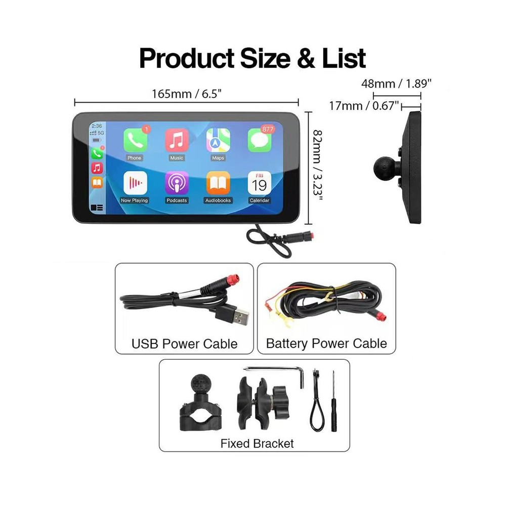 Motorcycle GPS Navigation Wireless Portable Carplay/Android Waterproof