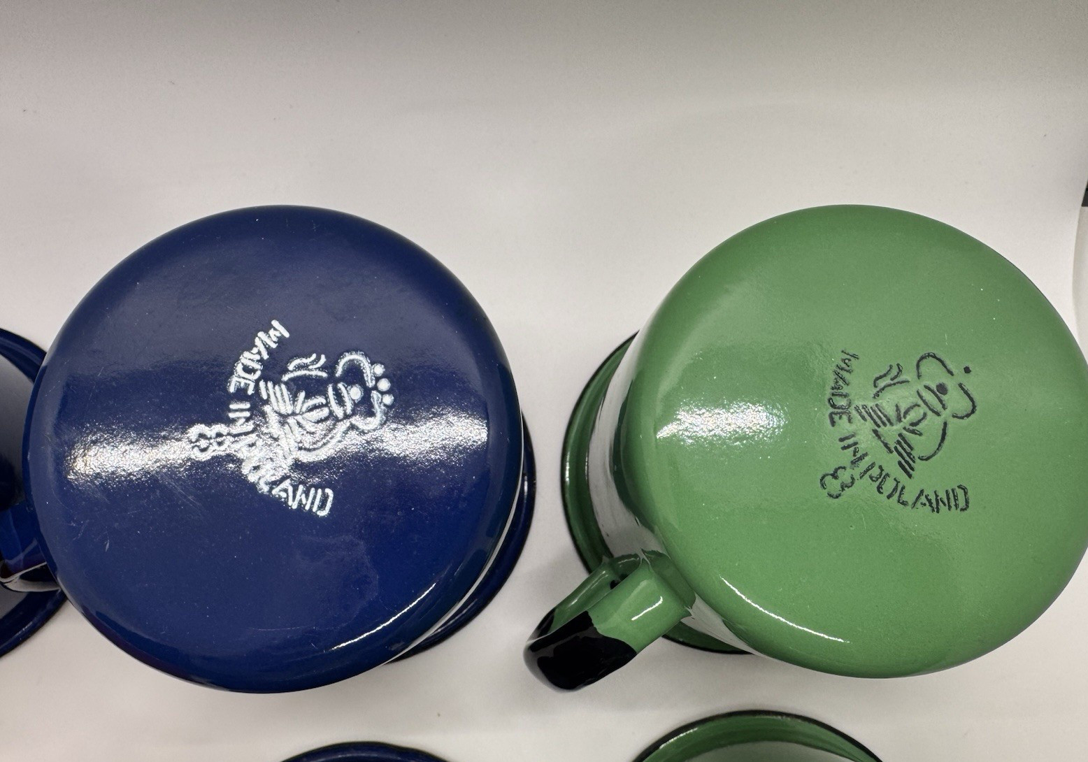 Vintage Red Blue Green Enamel Mug - Made in Poland - Size 8 - MCM