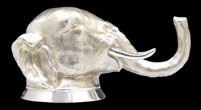 ABSOLUTELY STUNNING SOLID SILVER ELEPHANT STIRRUP CUP
