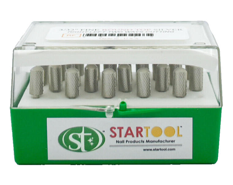 Startool Acrylic Nail Drill 3/32" RF Fine Round Top Silver *( 2 Pieces )