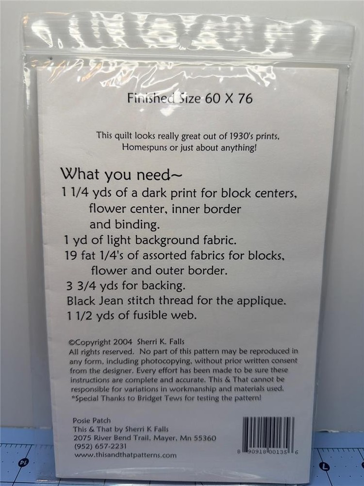 THIS & THAT Quilt Pattern - POSIE PATCH - 60" x 76" - #004