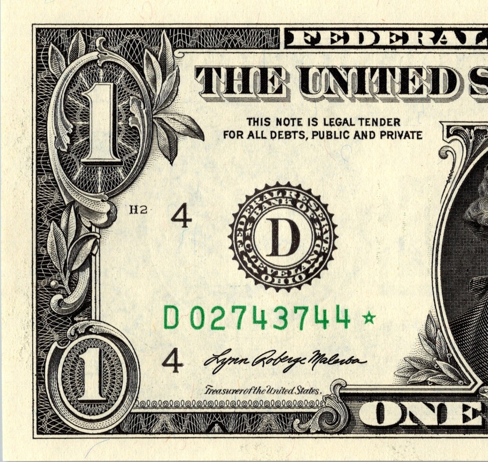 2021 D Star Note One Dollar Bill Regular Run Pack Note D02743744* UNC