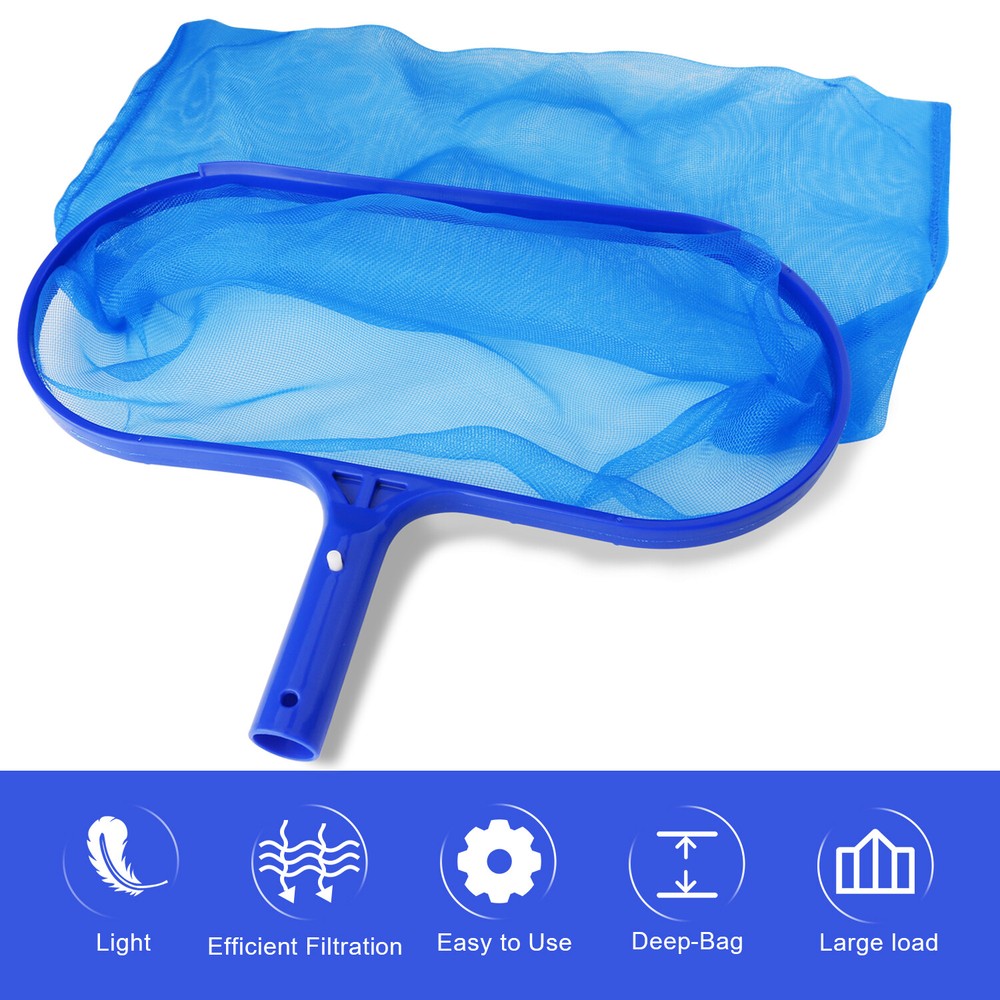 Pool Cleaning Tool Leaf Skimmer Flat Deep Bag Rake Net Leaves Mesh Pole Net Kits