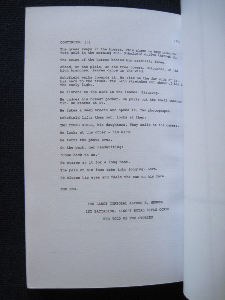 ORIGINAL SCRIPT - 1917 - OSCAR CONSIDERATION - SAM MENDES - 1st Ed in Book Form