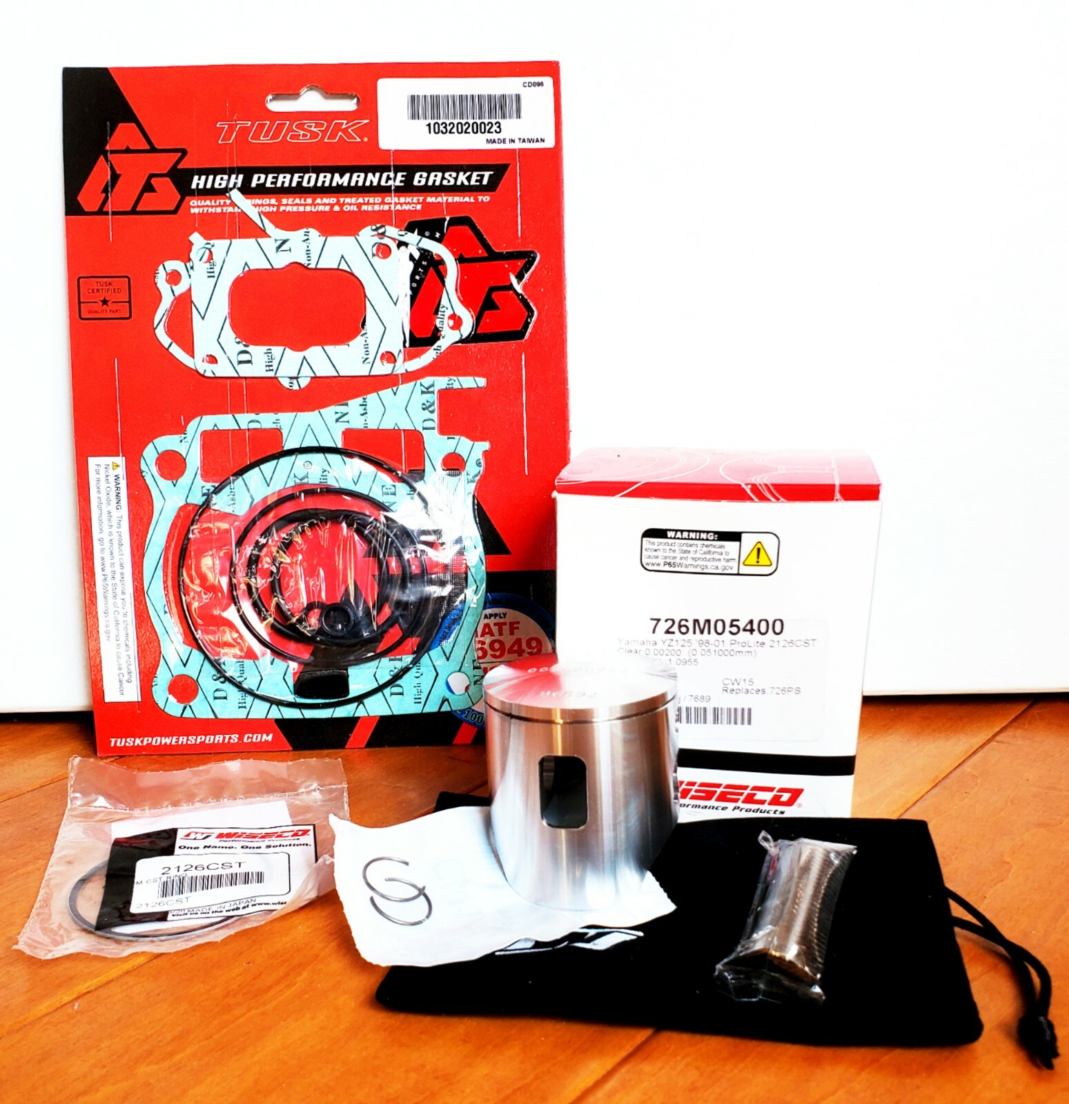 Wiseco Piston Kit & Tusk Top End Gasket Set For Yamaha 1998-2001 YZ 125 54mm