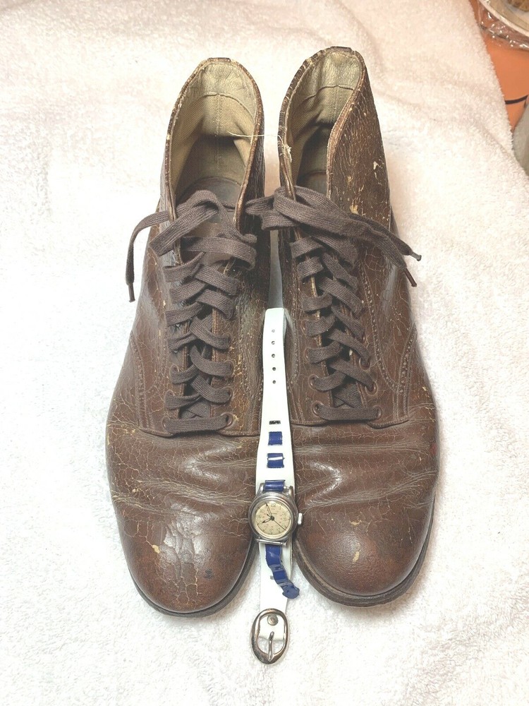 WWII US NURSE NURSES LONGINES WRIST WATCH & LEATHER BOOTS SHOES 17 JEWELS UNADJ