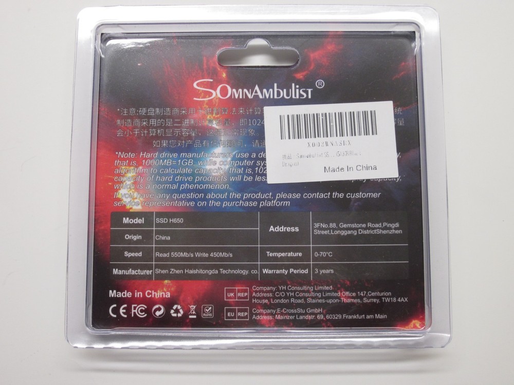 SomnAmbulist H650 512GB 2.5" SSD Internal Sata Solid State Drive