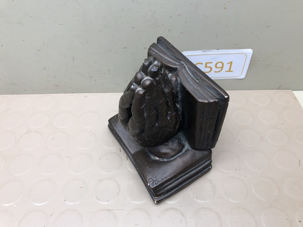 Vintage Chalkware Praying Hands Bookend