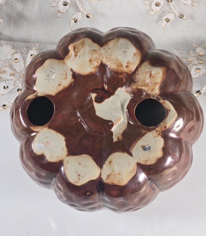 Ceramic Pumpkin 2-Toned Brown Drip Glaze 5.75"H