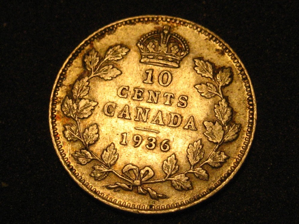 1936 Canadian Dime AU